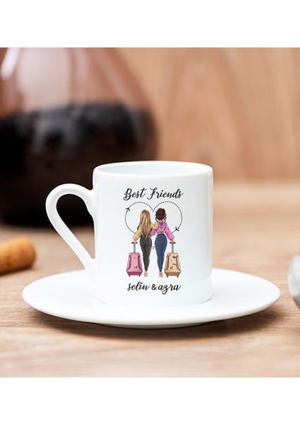 Kişiye Özel Best Friends Beyaz Türk Kahvesi Fincanı