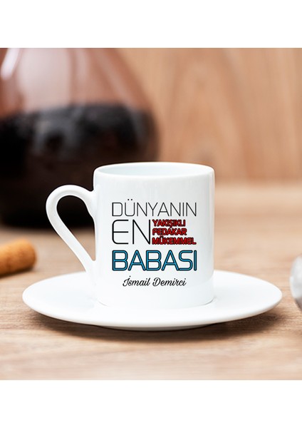 Kişiye Özel Dünyanın En Iyi Babası Beyaz Türk Kahvesi Fincanı