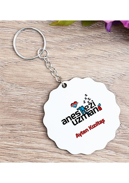 Kişiye Özel Anestezi Uzmanı Ahşap Anahtarlık