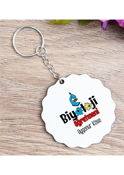 Kişiye Özel Biyoloji Öğretmeni Ahşap Anahtarlık