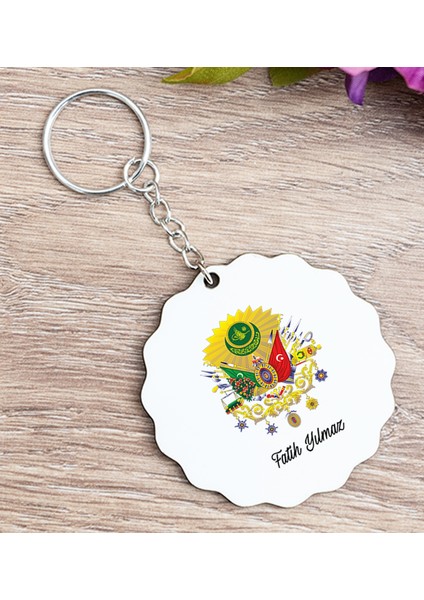 Kişiye Özel Osmanlı Armalı Ahşap Anahtarlık