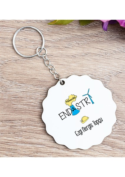 Kişiye Özel Endüstri Mühendisi Ahşap Anahtarlık
