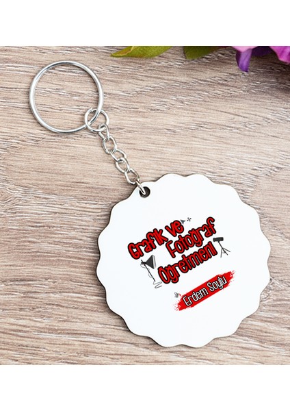 Kişiye Özel Grafik ve Fotoğraf Öğretmeni Ahşap Anahtarlık