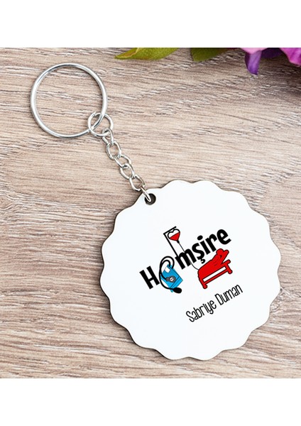 Kişiye Özel Hemşire Ahşap Anahtarlık