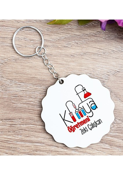 Kişiye Özel Kimya Öğretmeni Ahşap Anahtarlık