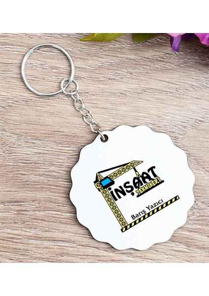 Kişiye Özel Inşaat Teknikeri Ahşap Anahtarlık