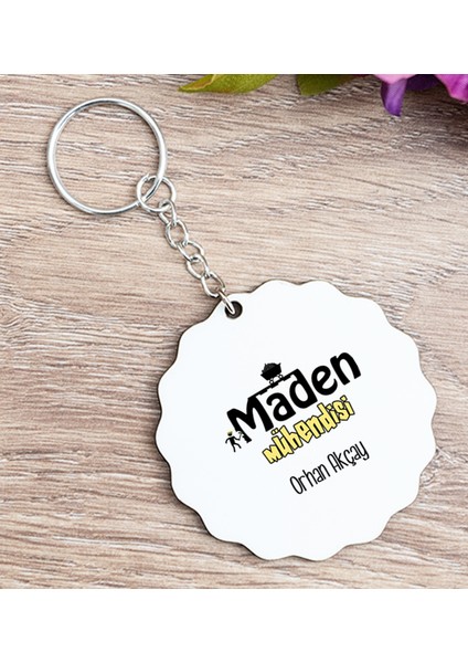Kişiye Özel Maden Mühendisi Ahşap Anahtarlık