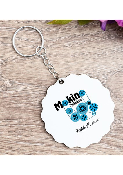 Kişiye Özel Makine Teknikeri Ahşap Anahtarlık