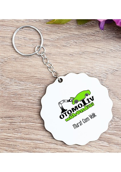 Kişiye Özel Otomotiv Mühendisi Ahşap Anahtarlık