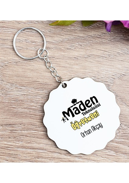 Kişiye Özel Maden Teknolojisi Öğretmeni Ahşap Anahtarlık