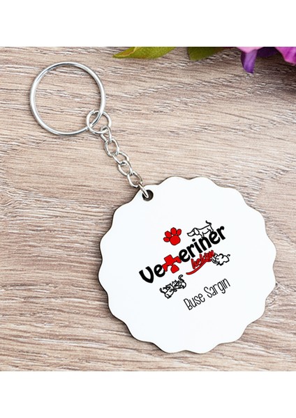 Kişiye Özel Veteriner Hekim Ahşap Anahtarlık
