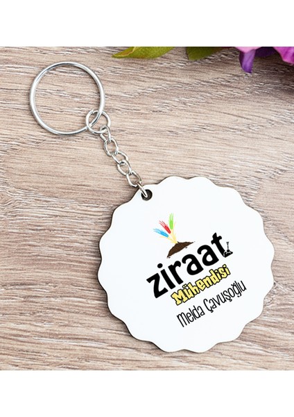 Kişiye Özel Ziraat Mühendisi Ahşap Anahtarlık