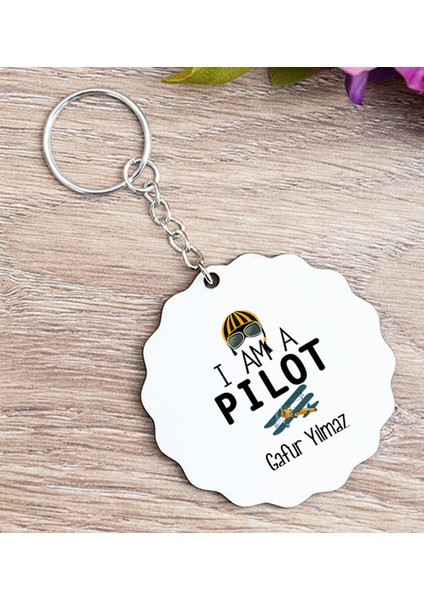 Kişiye Özel Pilot Ahşap Anahtarlık