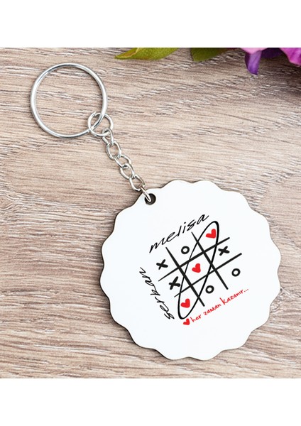 Kişiye Özel Aşk Her Zaman Kazanır Ahşap Anahtarlık