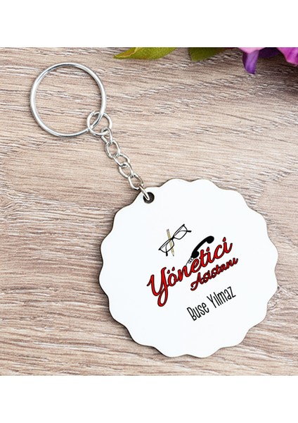 Kişiye Özel Yönetici Asistanı Ahşap Anahtarlık