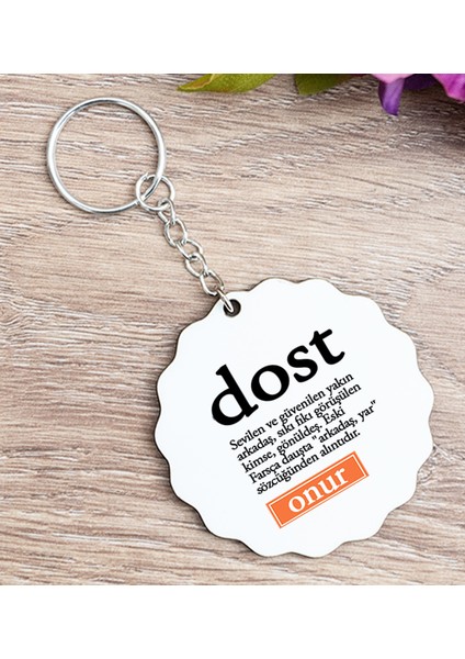 Kişiye Özel Dost Kelime Anlamı Ahşap Anahtarlık