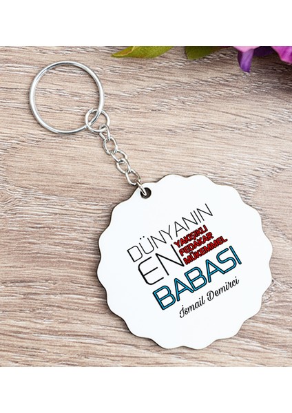 Kişiye Özel Dünyanın En Iyi Babası Ahşap Anahtarlık
