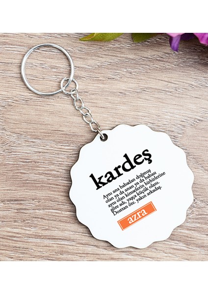 Kişiye Özel Kardeş Kelime Anlamı Ahşap Anahtarlık