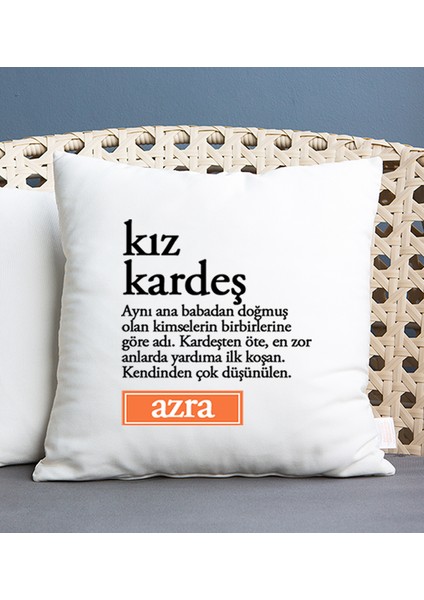 Kişiye Özel Kız Kardeş Kelime Anlamı Kare Yastık