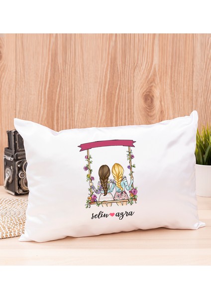 Kişiye Özel Best Friends Salıncak Tasarım Dikdörtgen Yastık