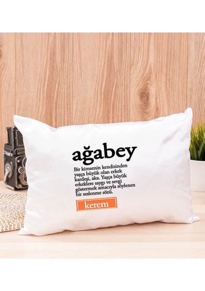Kişiye Özel Ağabey Kelime Anlamı Dikdörtgen Yastık