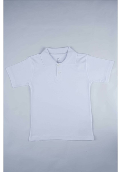 Kısa Kol Polo Yaka Beyaz Lakos Okul Tişörtü