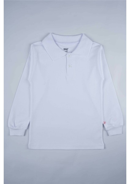 Kısa Kol Polo Yaka Beyaz Lakos Okul Tişörtü