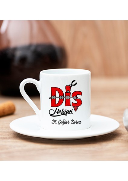 Kişiye Özel Diş Hekimi Beyaz Türk Kahvesi Fincanı