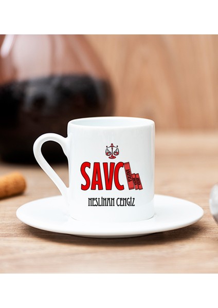 Kişiye Özel Savcı Beyaz Türk Kahvesi Fincanı