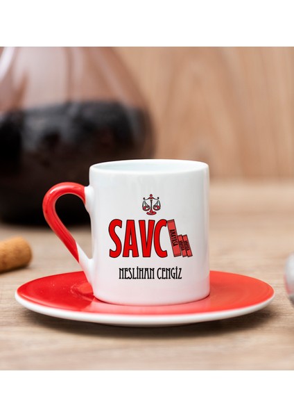 Kişiye Özel Savcı Kırmızı Türk Kahvesi Fincanı