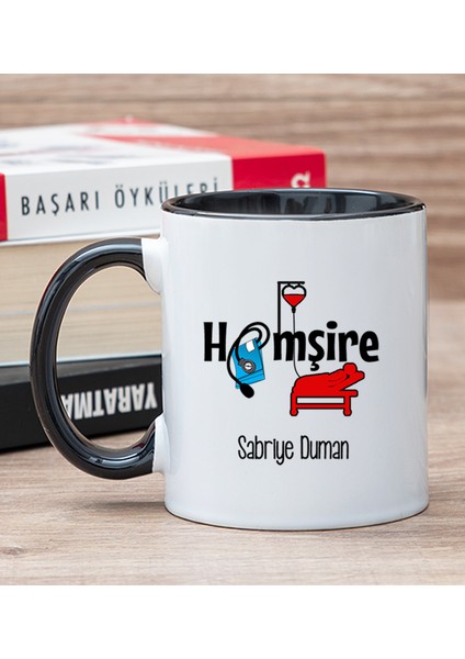 Kişiye Özel Hemşire Siyah Kupa Bardak