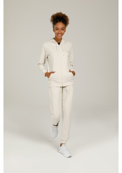 SN77 Basic Full Zıp Hoodı Ekru Kadın Eşofman Üstü modelleri