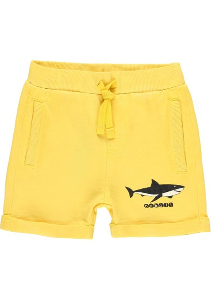 Erkek Çocuk Köpek Balığı Baskılı Şort Sarı