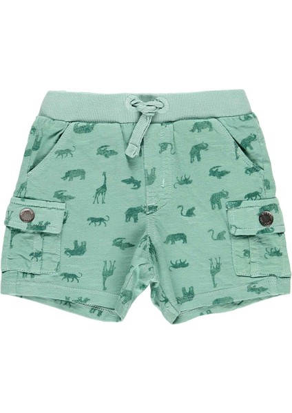 Erkek Çocuk Hayvan Desenli Şort Yeşil