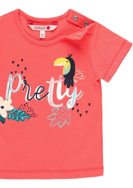 Kız Çocuk Tukan Baskılı Kısa Kollu Tişört Kırmızı modelleri