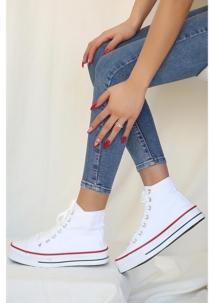 Convers All Star Kalın Taban Keten Kadın Sneaker 10-8888-22