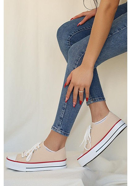 Convers All Star Kalın Taban Keten Kadın Sneaker 10-9999-22
