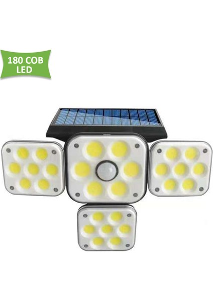 180COB Ledli Solar 4başlıklı Bahçe Aydınlatma Duvar Lambası Güneş Enerji Hareket Sensörlü