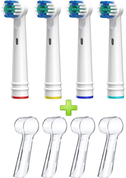 Oral-B Için Yedek Diş Fırçası Kafaları, Oral B Braun Elektrikli Diş Fırçası Ve Şarjlı Diş Fırçası 4 Adet Başlık+ 4 Kapak