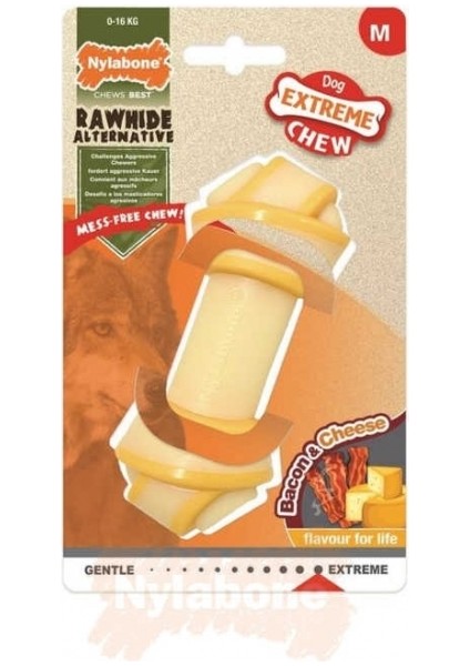 847212-NYLABONE Bacon Cheese Biftek ve Peynir Aromalı Çiğneme Kemiği M