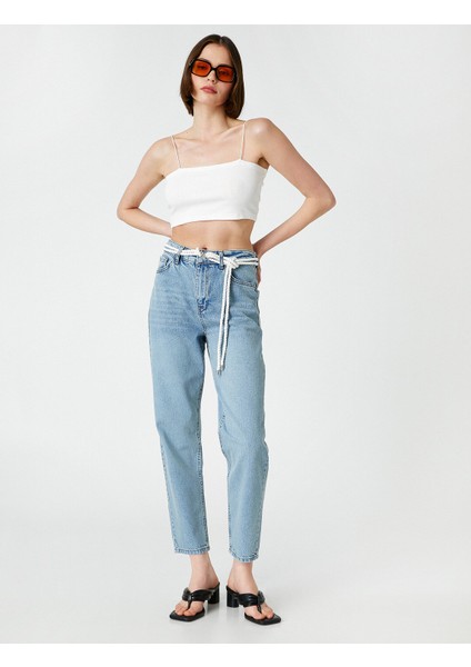 2SAL40060MD Yüksek Bel Mom FitAçık İndigo Kadın Denim Pantolon