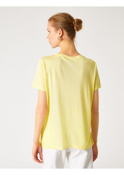 Kadın Bisiklet Yaka Kısa Kollu Basic Tişört fırsatları