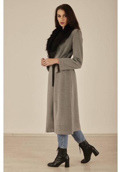 Gri Seyyar Kürklü Kaşe Kaban 0108070.06 indirimleri