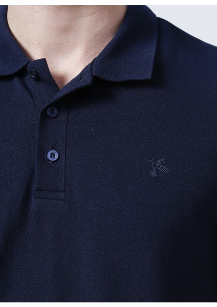 Polo Yaka Düz Lacivert Erkek T-Shirt BORAMIR-Y