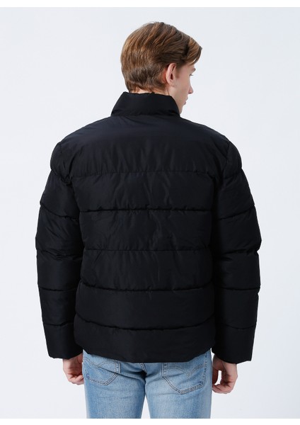 Dik Yaka Normal Kalıp Düz Siyah Erkek Mont - Onsmelvin Life Quilted Jacket Otw V