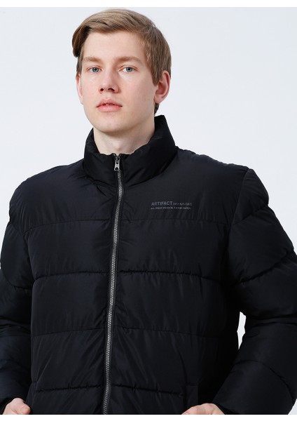 Dik Yaka Normal Kalıp Düz Siyah Erkek Mont - Onsmelvin Life Quilted Jacket Otw V fırsatları