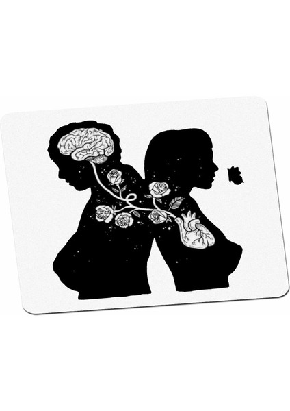 Black White Çift Mouse Pad