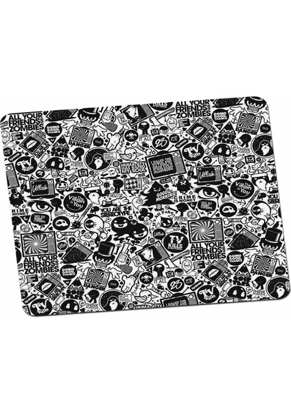 Black Doodle Mouse Pad
