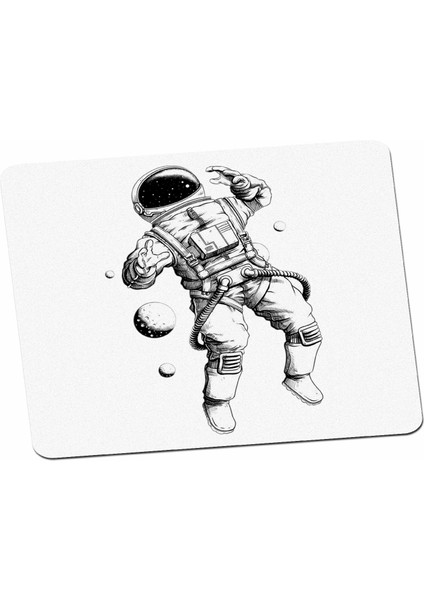 Minimal Astronot Tasarım Mouse Pad