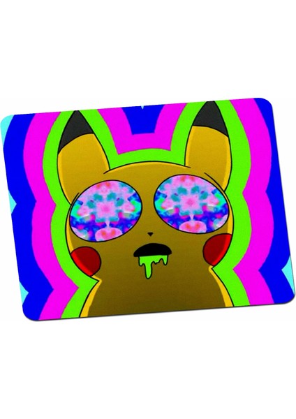Pikachu On Acid Pokemon Renkli Tarz Hayal Dünyası Mouse Pad